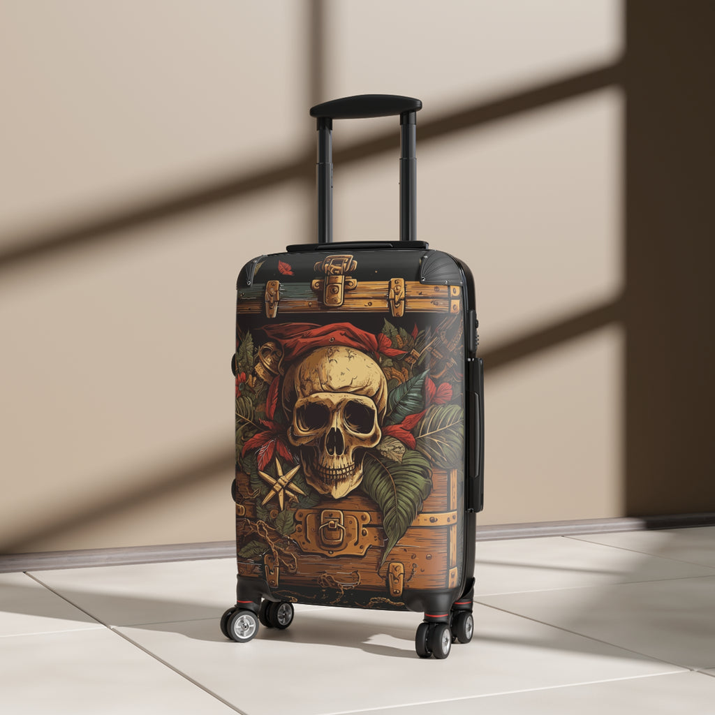 Skull and Treasure Chest Suitcase | Pirate Skull Luggage