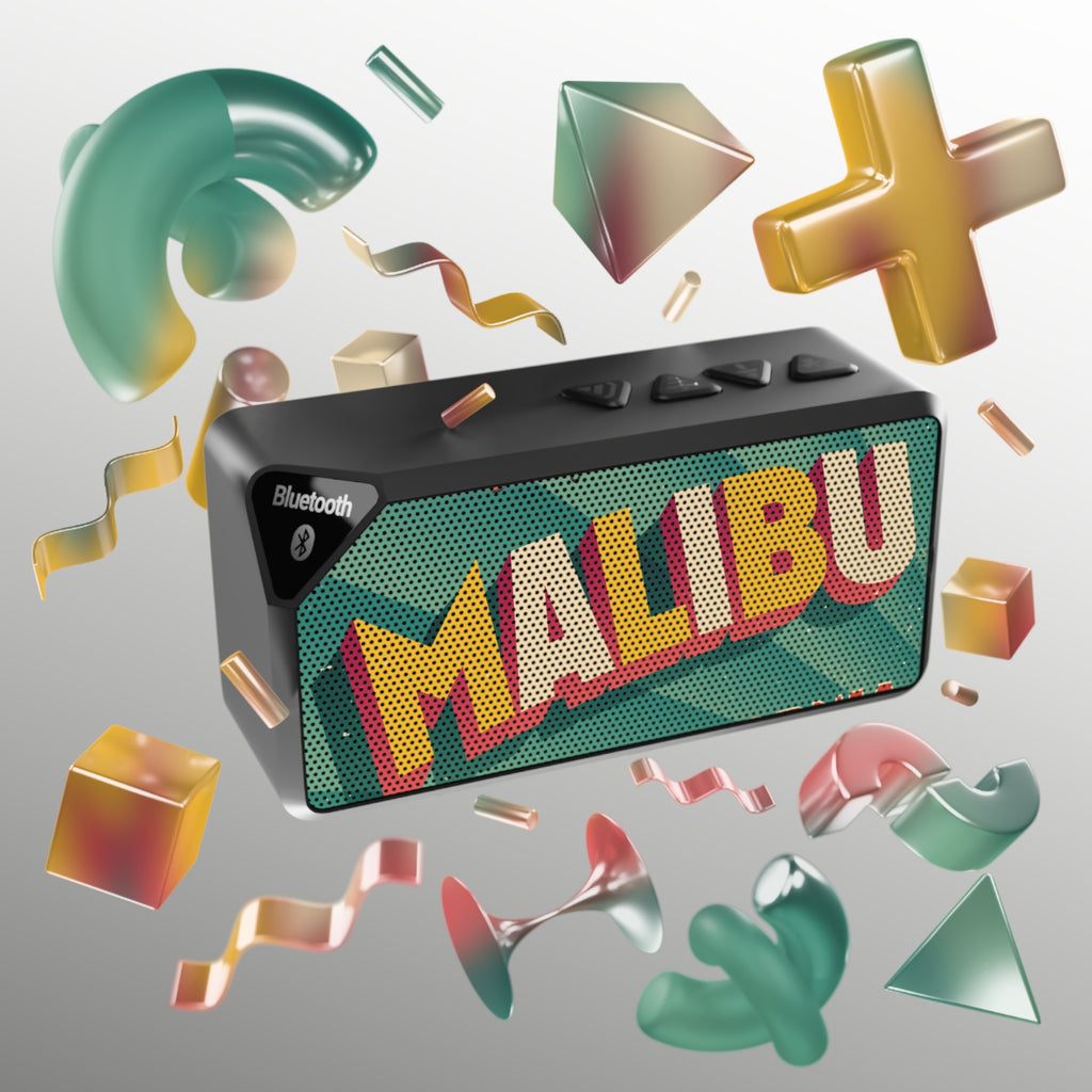 Bluetooth Speaker — Retro 'MALIBU' Pop-Art Design