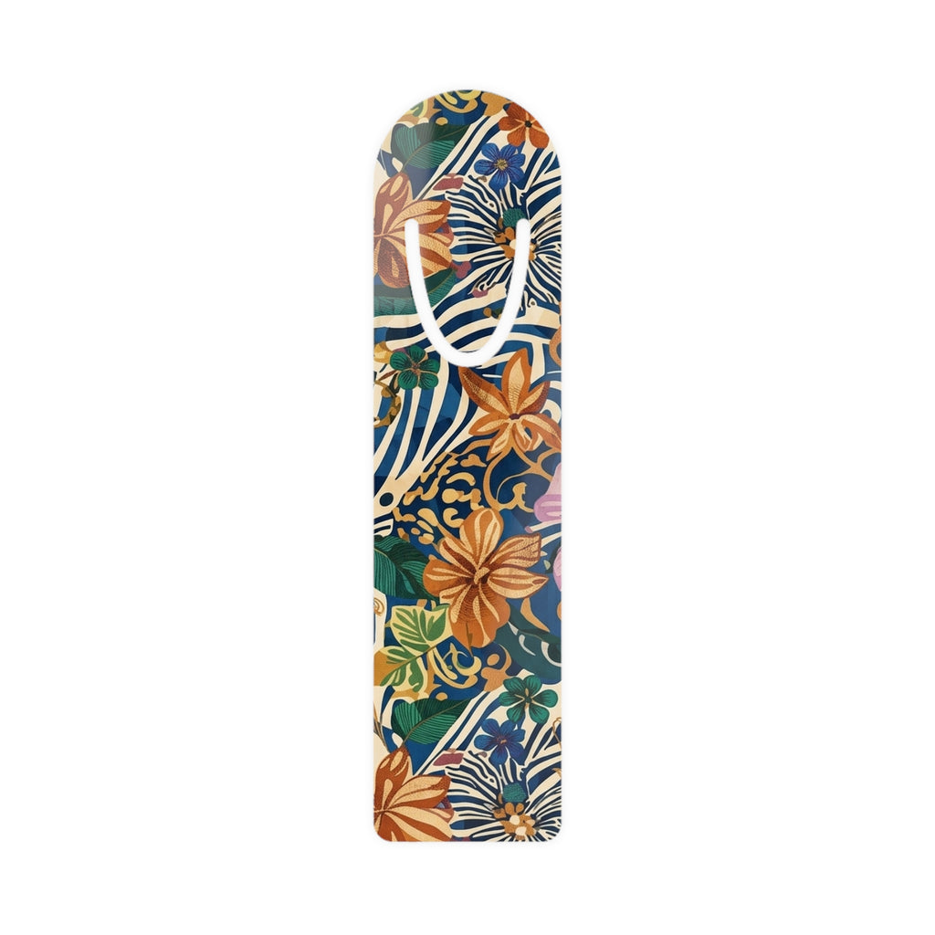 Tropical Floral Bookmark | Metal page marker with elastic loop