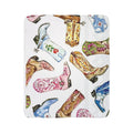 Watercolor Cowboy Boots Fleece Sherpa Blanket | Western Boot Pattern