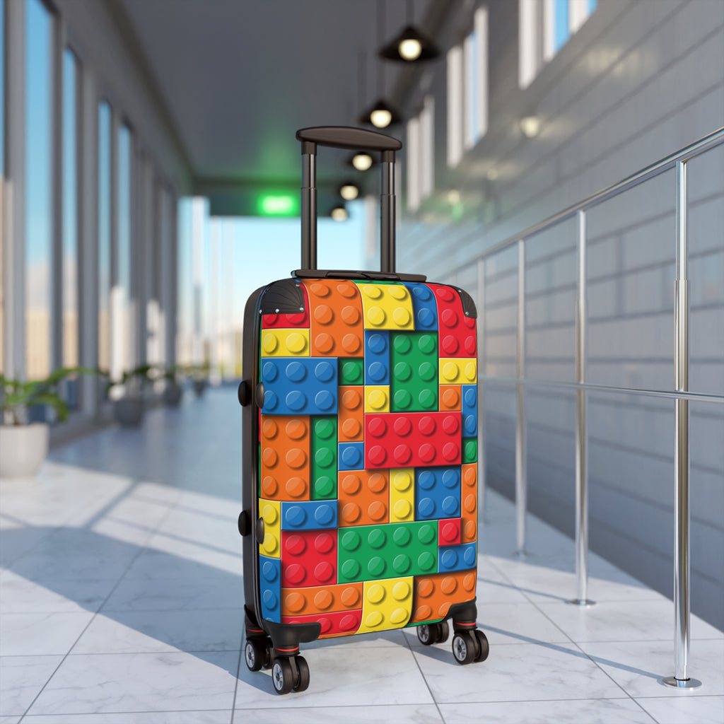 Colorful Building Block Pattern Suitcase – Kids’ Travel Luggage