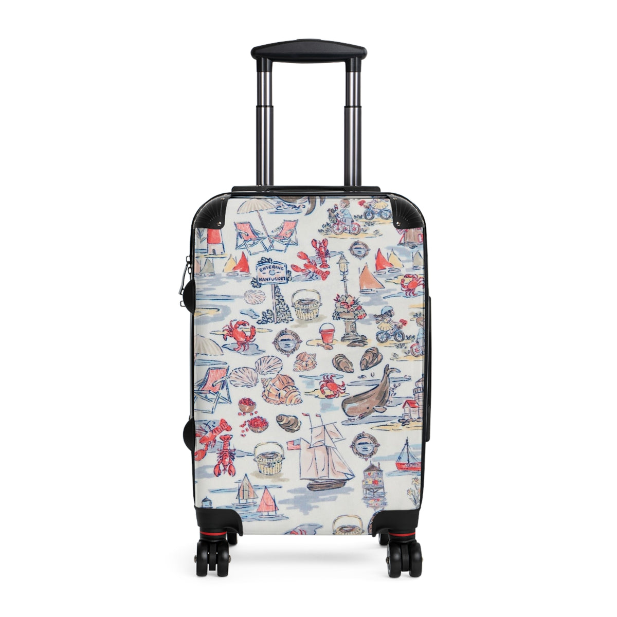 Nautical Coastal Travel Suitcase – Vintage Seaside Print Carry-On