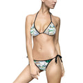 Abstract Coastal Print Bikini — Women's Tie-Side Triangle Swimsuit