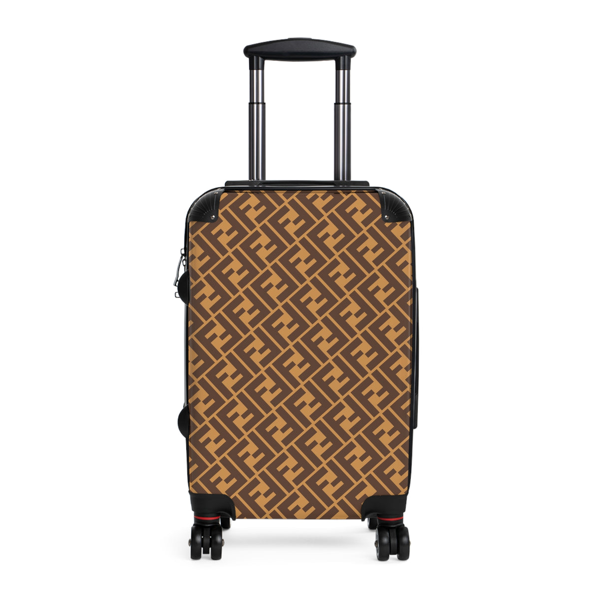 Monogram Repeat Pattern Suitcase | Brown Geometric Luggage