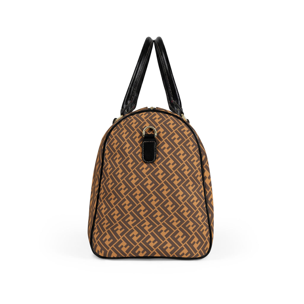 Monogram Geo Pattern Faux Leather Travel Bag