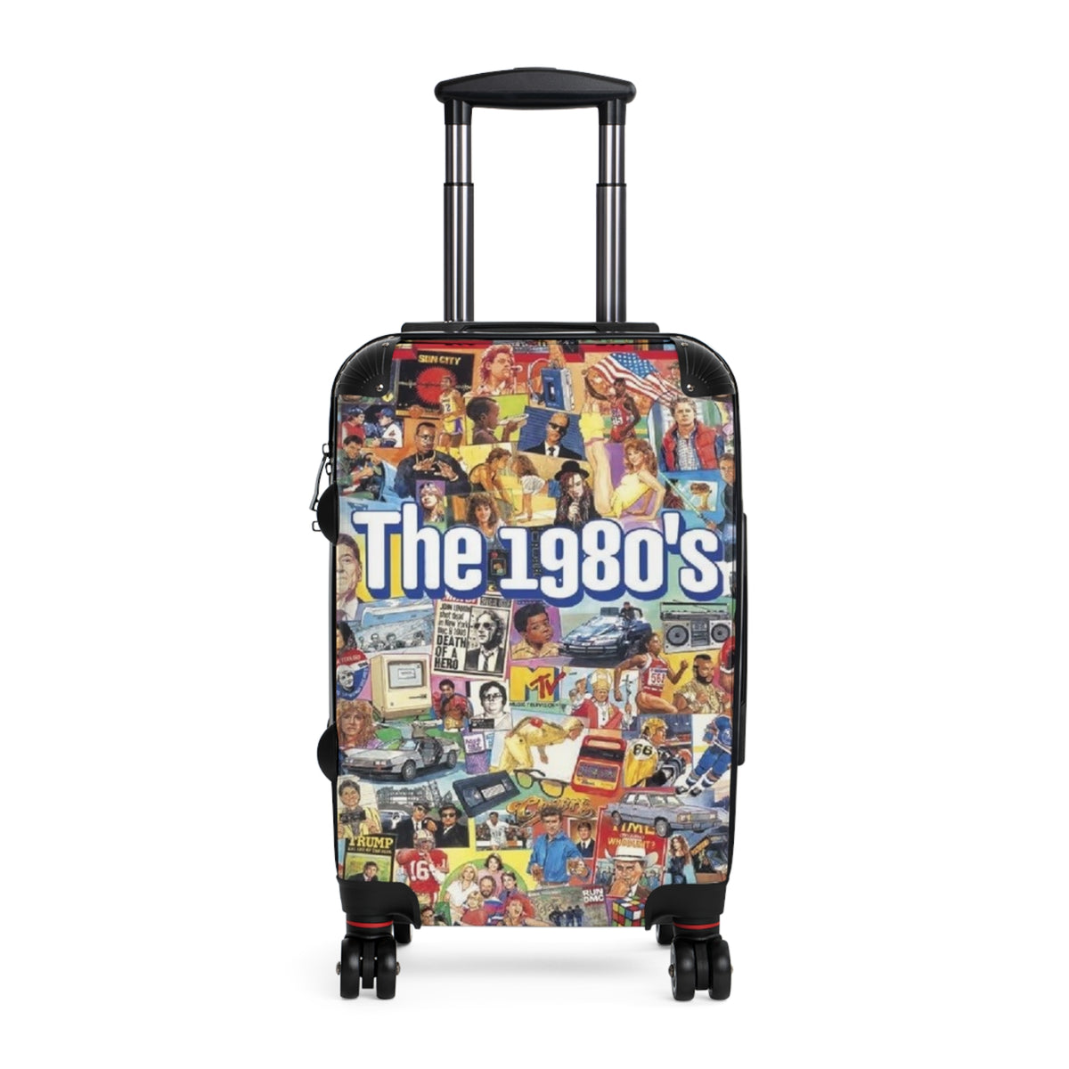 The 1980s collage Suitcase | Retro 80s pop culture luggage