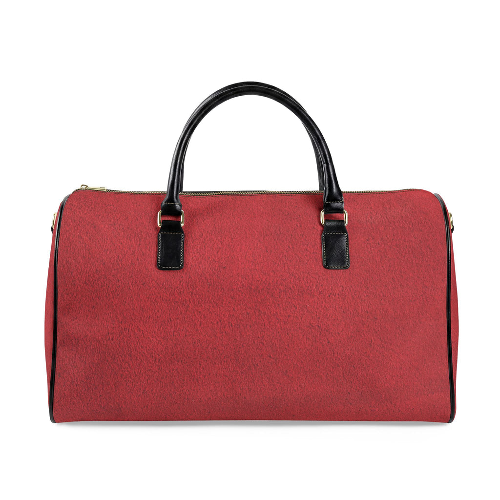 Red Faux Leather Travel Bag | Overnight Duffle, Black Handles