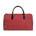 Red Faux Leather Travel Bag | Overnight Duffle, Black Handles