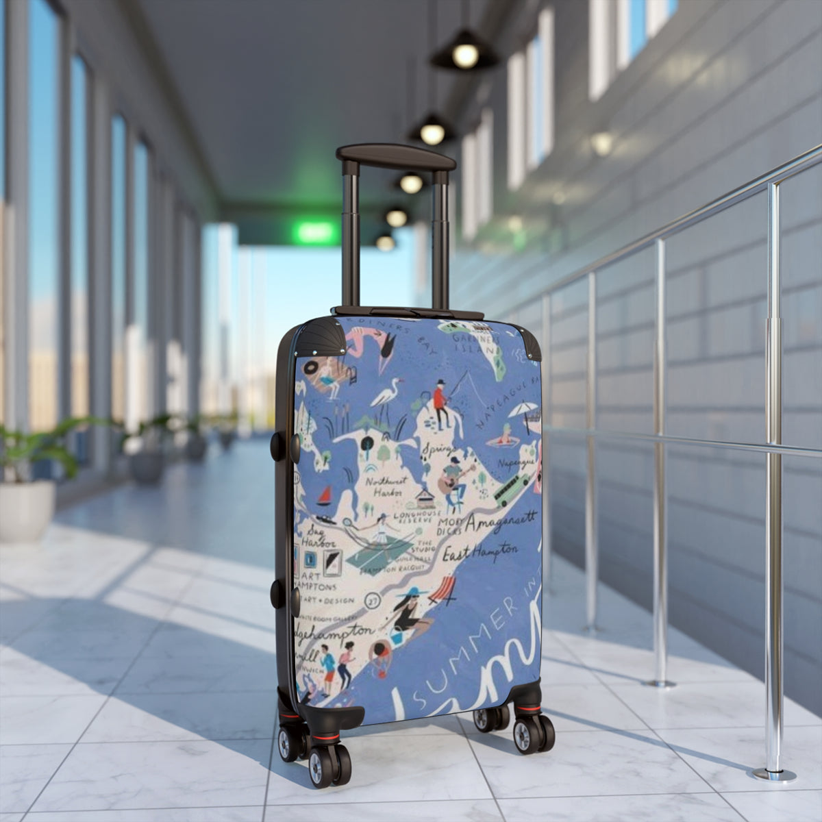 Summer Map Carry-On Suitcase – Illustrated Beach Destinations Travel Luggage