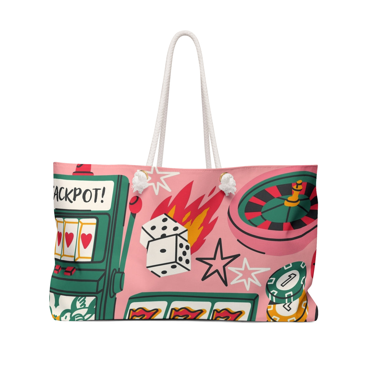 Casino Pattern Weekender bag | Slot Machine Roulette Dice Poker Chips Tote