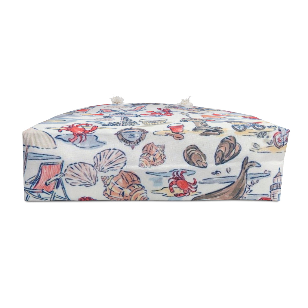 Nautical Coastal Print Weekender Bag – Beachy Lighthouse & Sailboat Travel Tote