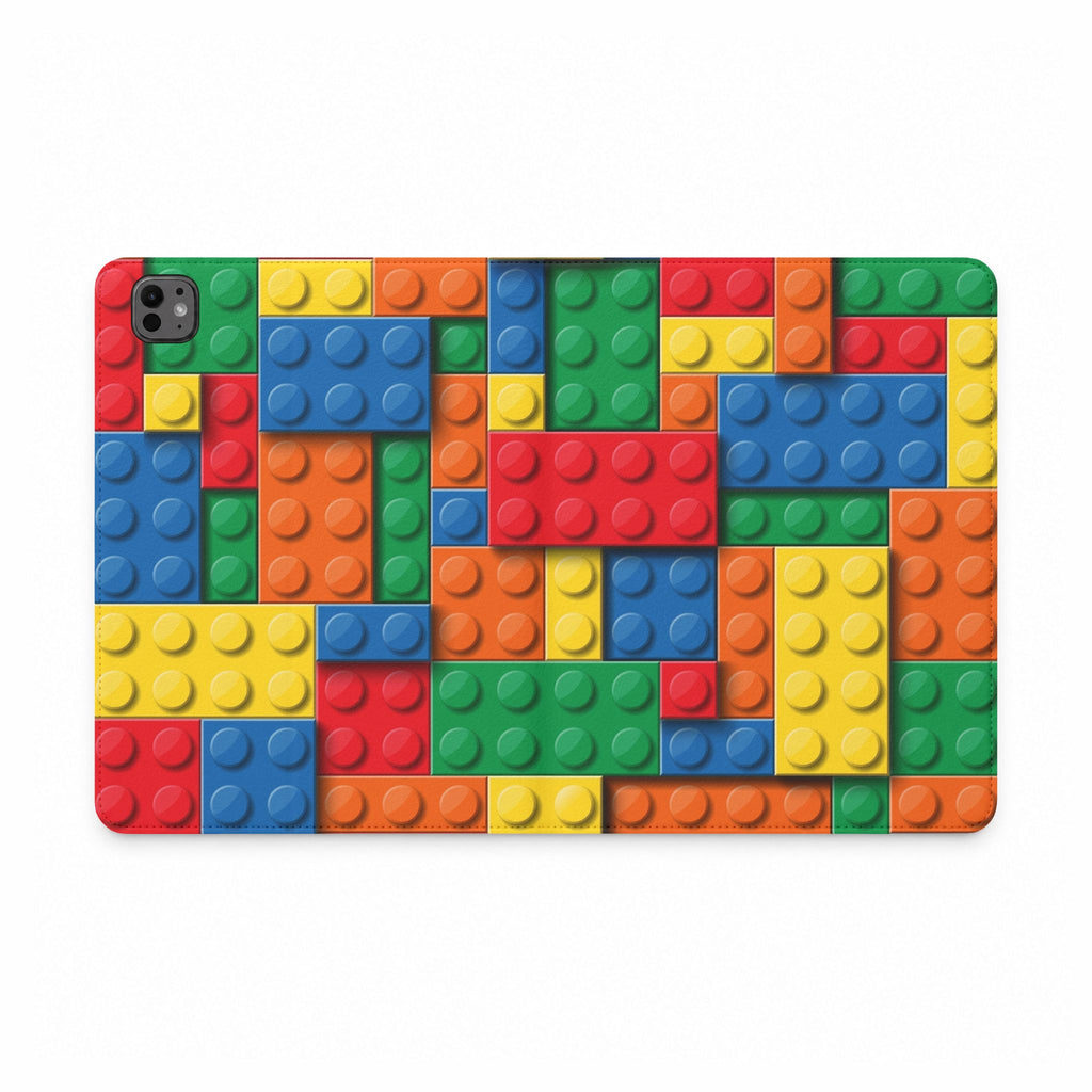 Tablet Case — Colorful Building Brick Pattern Folio for Kids & Fans