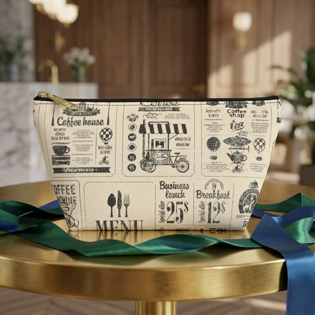 Vintage Coffee Menu Accessory Pouch