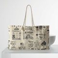 Vintage Coffee Menu Weekender Bag | Retro Cafe Script, Espresso Icons