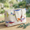 Colorful Fish Pattern Weekender Bag | Beach Tote, Nautical Travel Bag