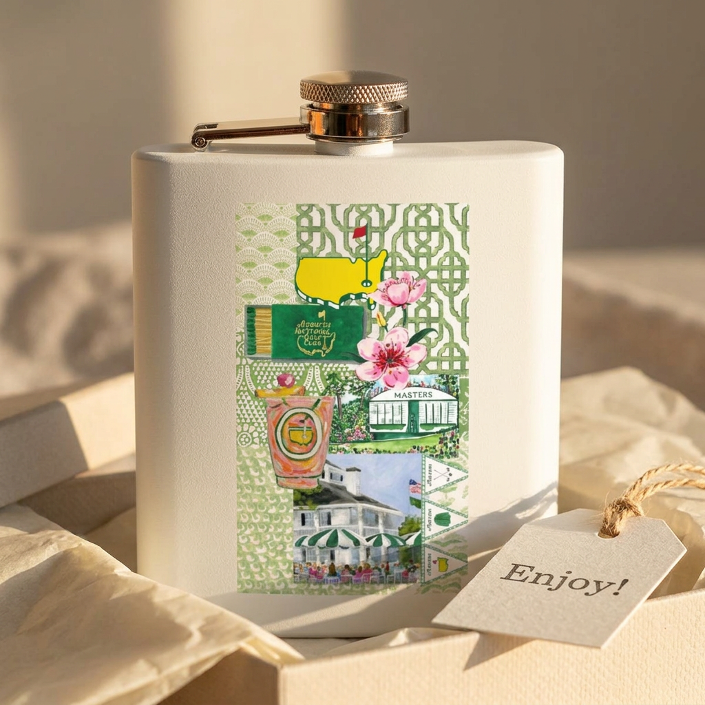 Floral Collage Art Flask | 6oz Stainless Steel Hip Flask