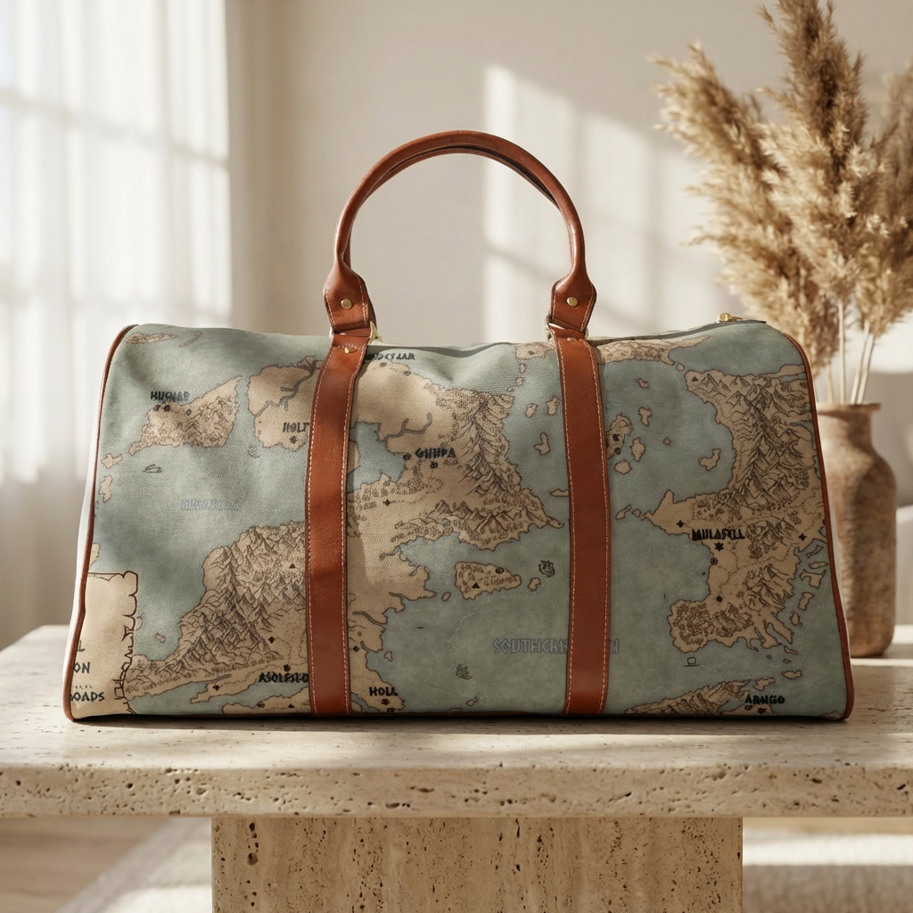 Vintage Nautical Map Waterproof Travel Bag | Adventure Weekender Duffle