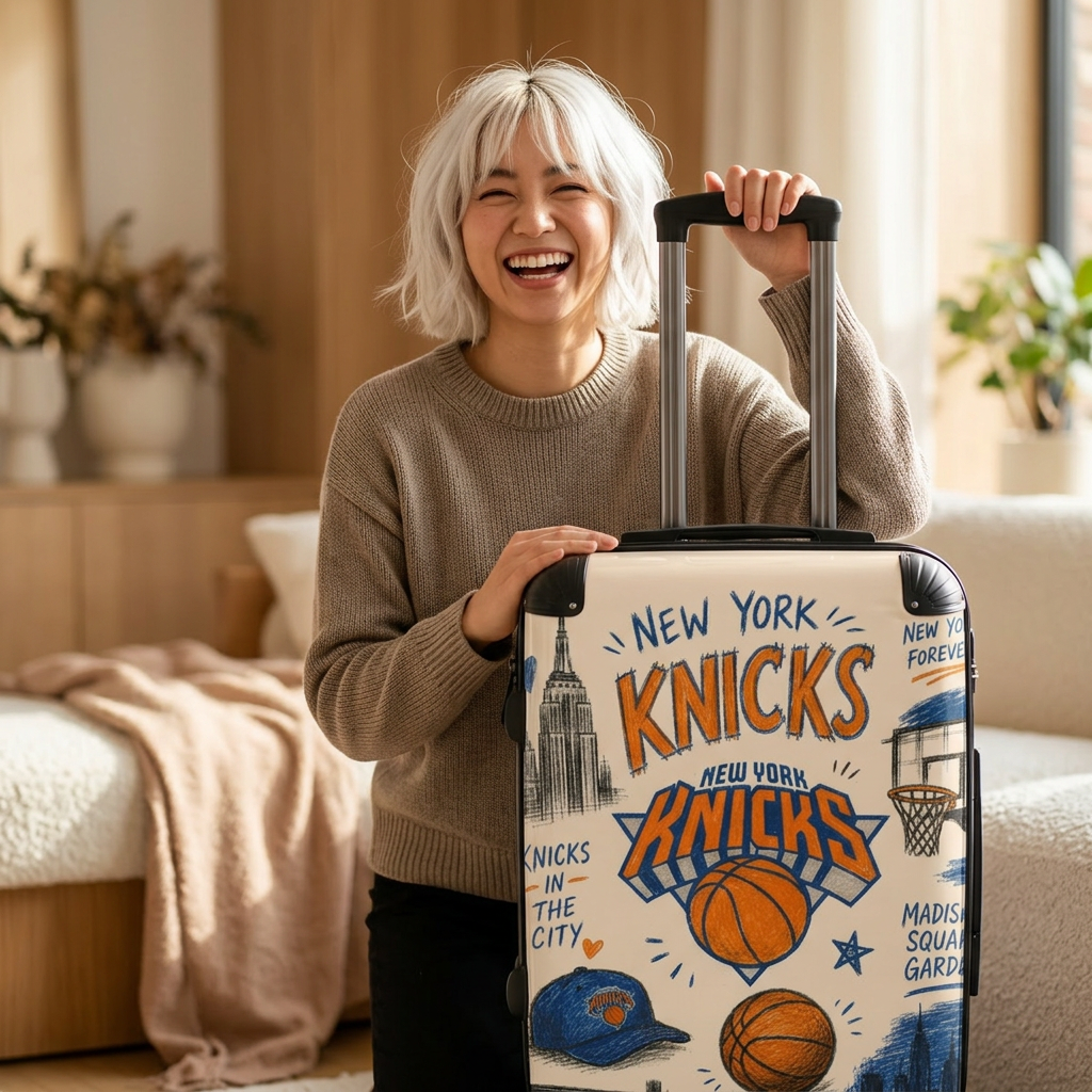 New York Knicks Basketball Pattern Suitcase | NBA Travel Luggage