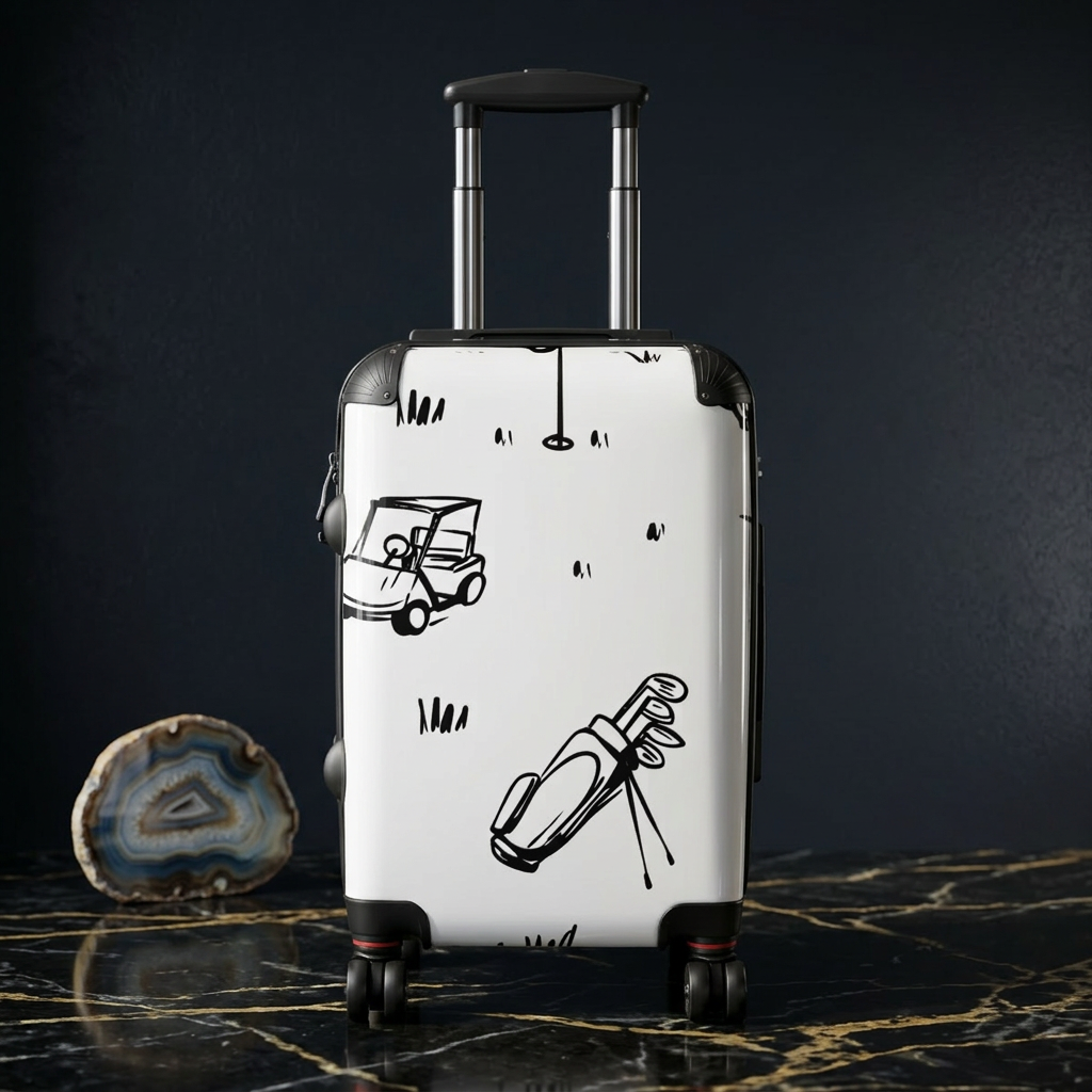 Golf Cart and Bag pattern Suitcase | Golf Travel Luggage