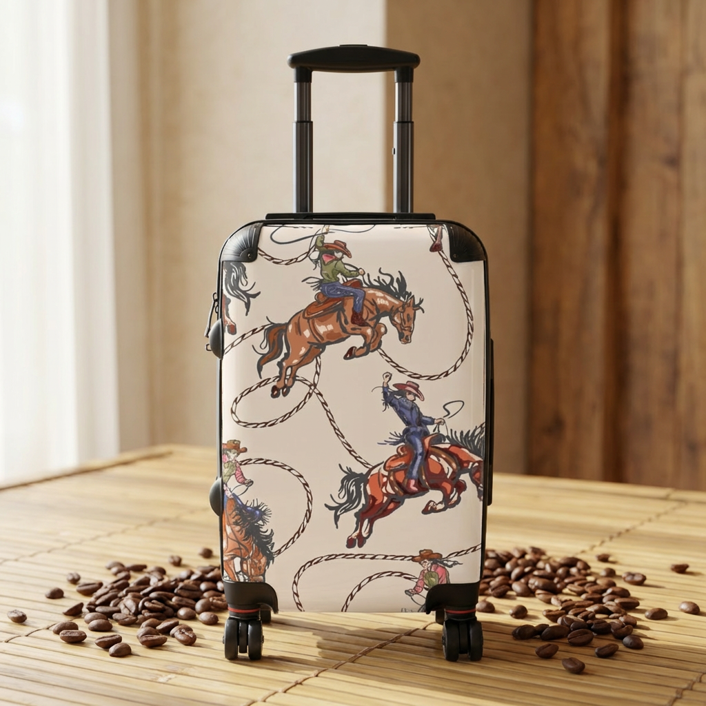 Cowboy Rodeo Rope Pattern Suitcase | Western Travel Luggage