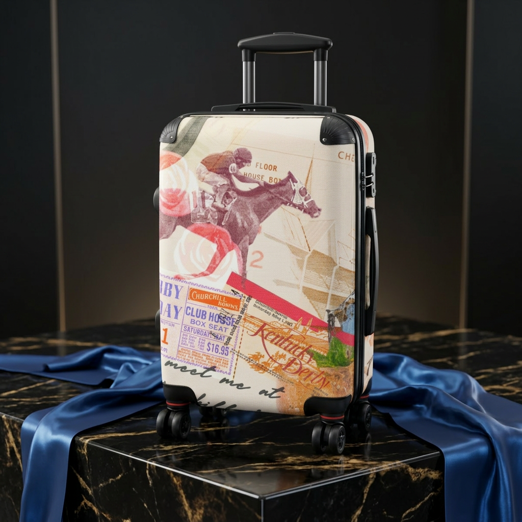 Vintage Horse Racing Collage Suitcase