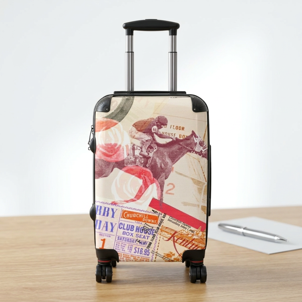 Vintage Horse Racing Collage Suitcase