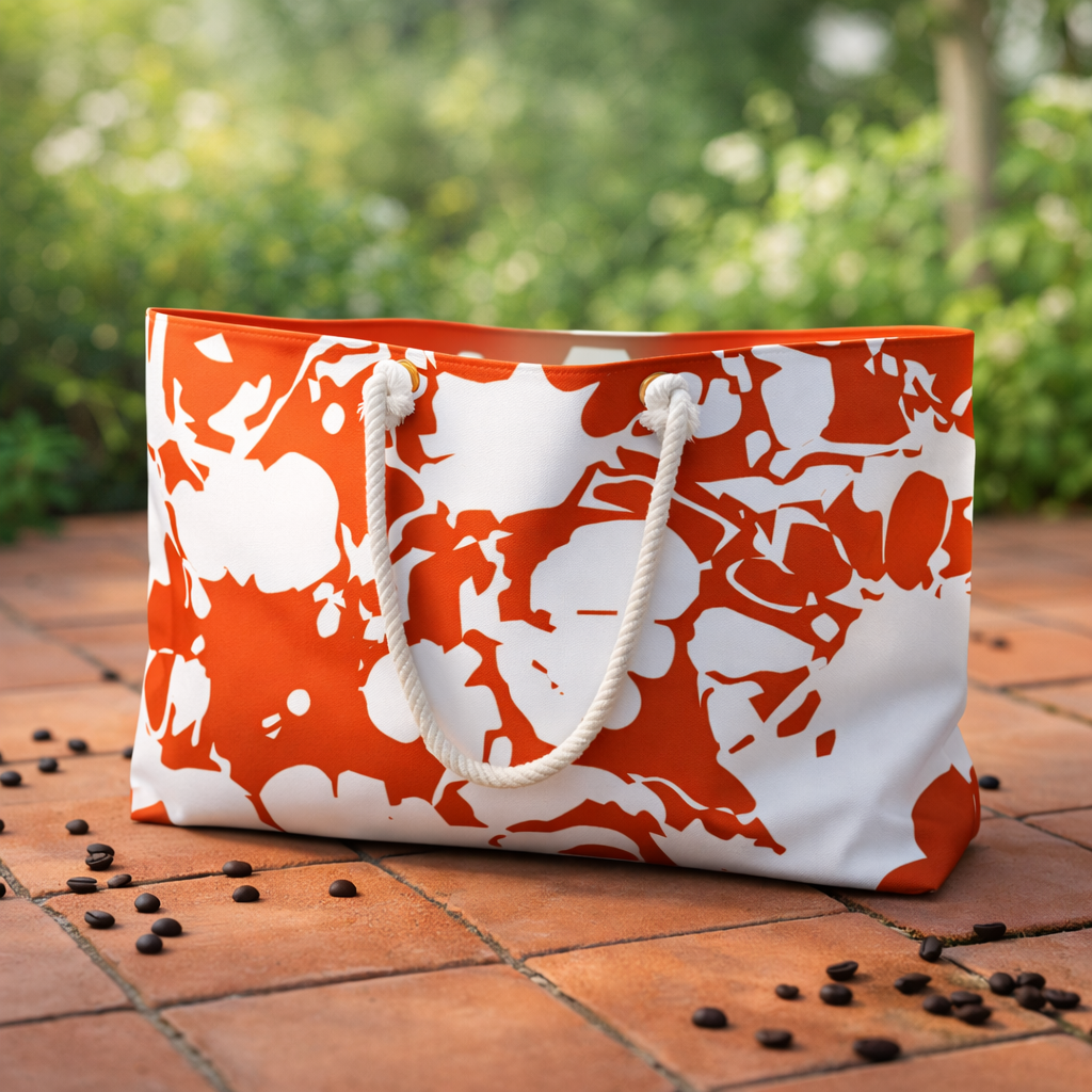 Red Floral Pattern Weekender Bag | Bold Botanical Tote, Travel Bag