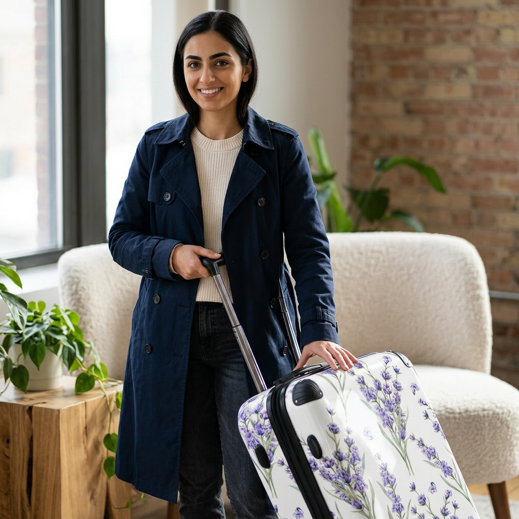Lavender Bouquet Suitcase | Floral Carry-On Luggage