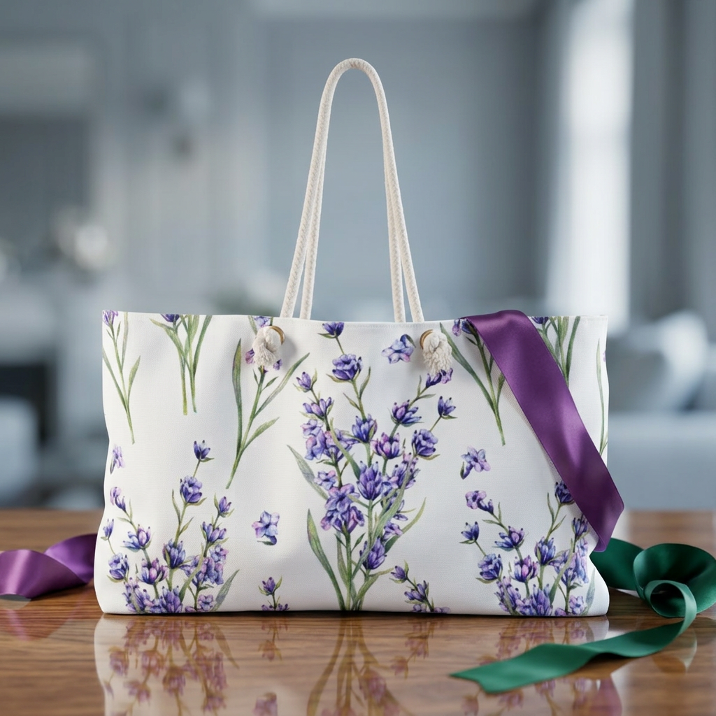 Lavender Sprigs Weekender | Floral Travel Bag botanical tote bags