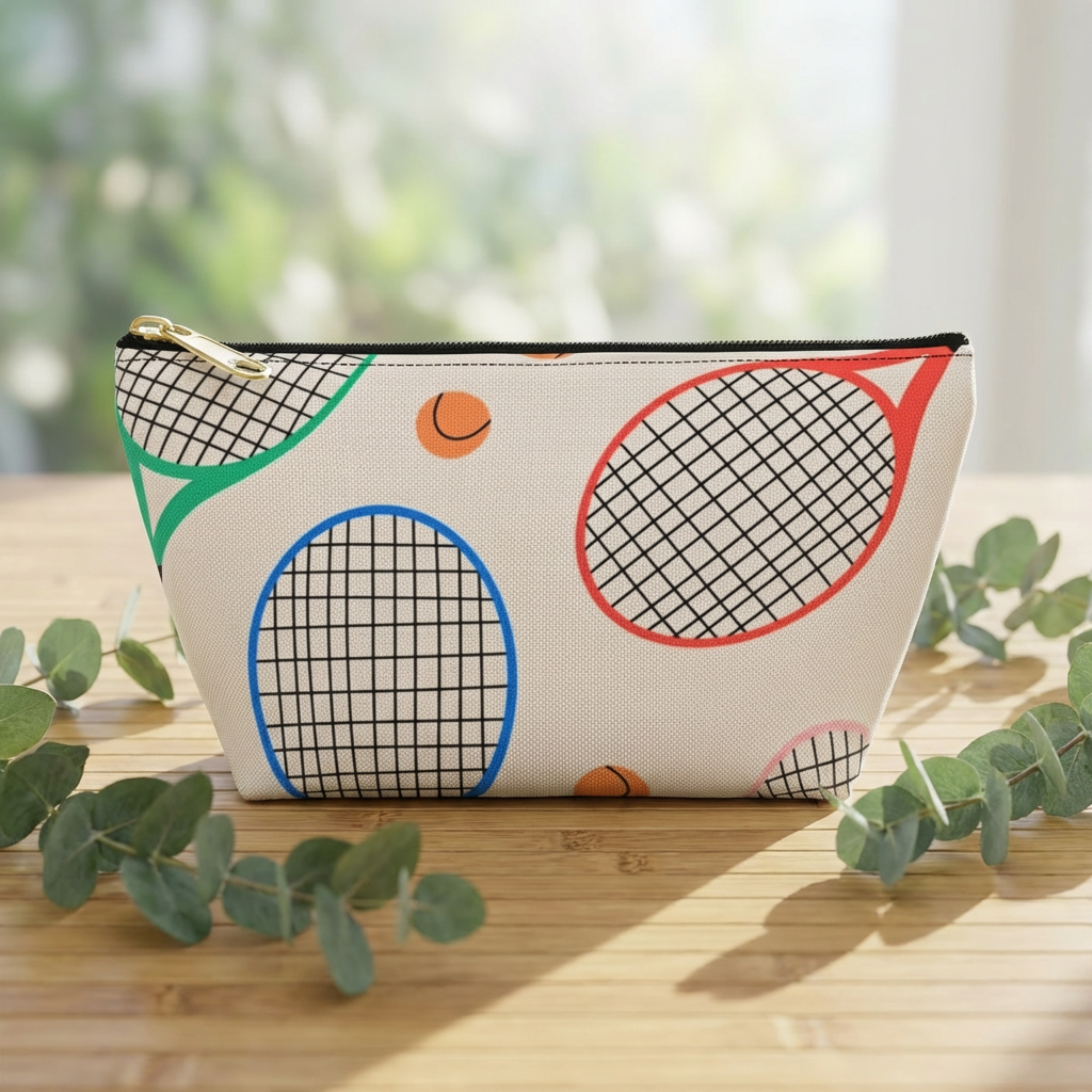 Colorful Tennis Rackets Pattern Accessory Pouch