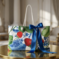 Weekender Bag Strawberry Blue Chinoiserie | Tote Travel Bag | Grandmillennial Decor | luxury gift for her