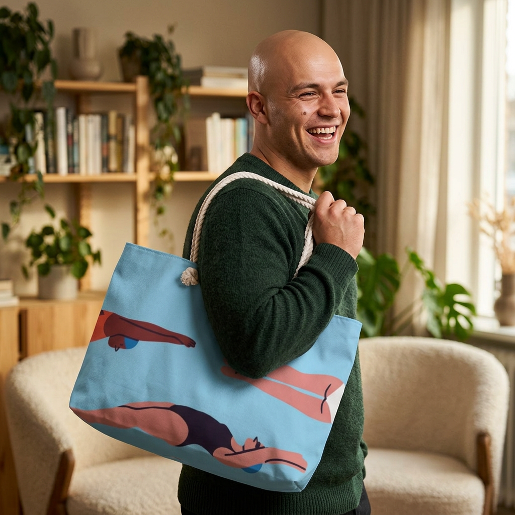 Swimmers Illustration Weekender Bag | Poolside Swim Pattern Tote