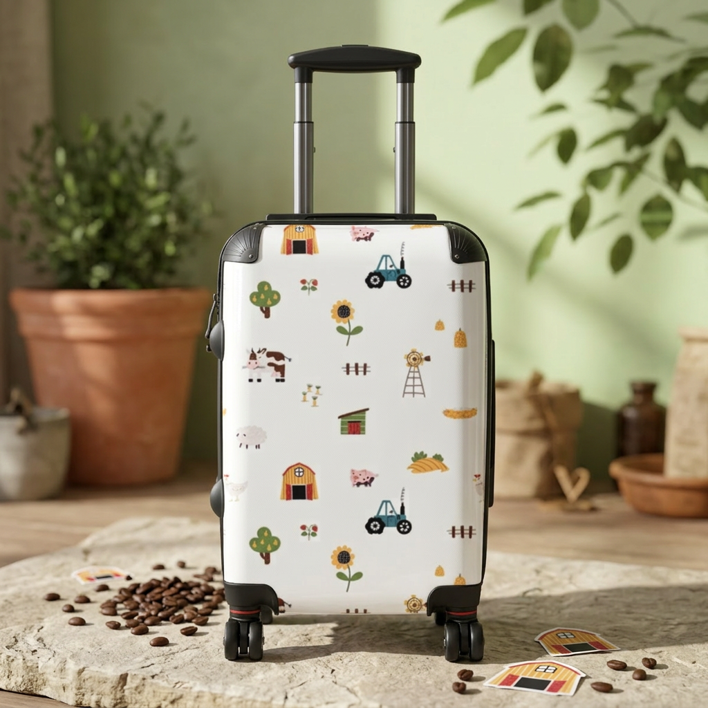Farm Animals and Tractor Suitcase | Kids Luggage, Pastel Farm Print