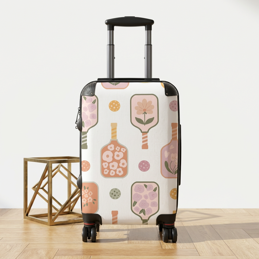 Floral Paddle Pattern Suitcase | Pastel Flower Travel Luggage