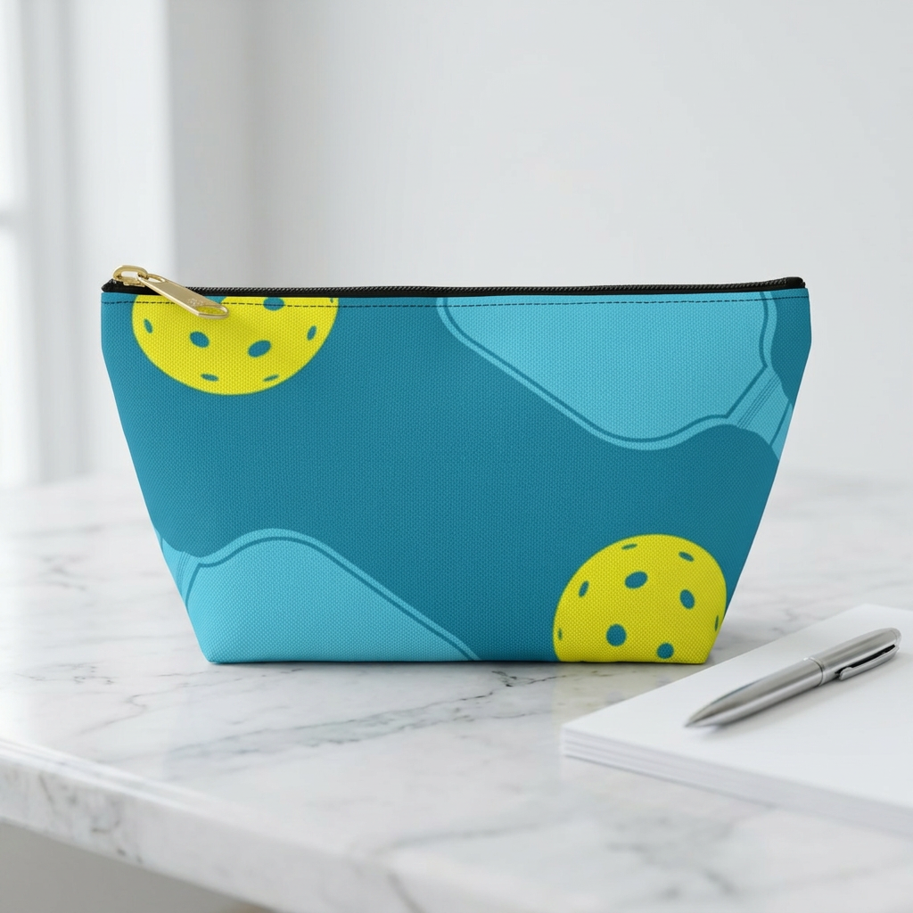 Yellow Pickleball Pattern Accessory Pouch