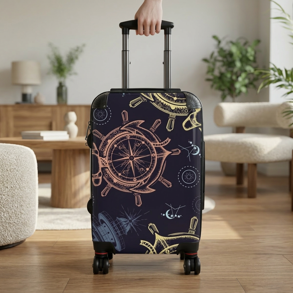 Nautical Ship Wheel Suitcase | The Coastal Travel Collection