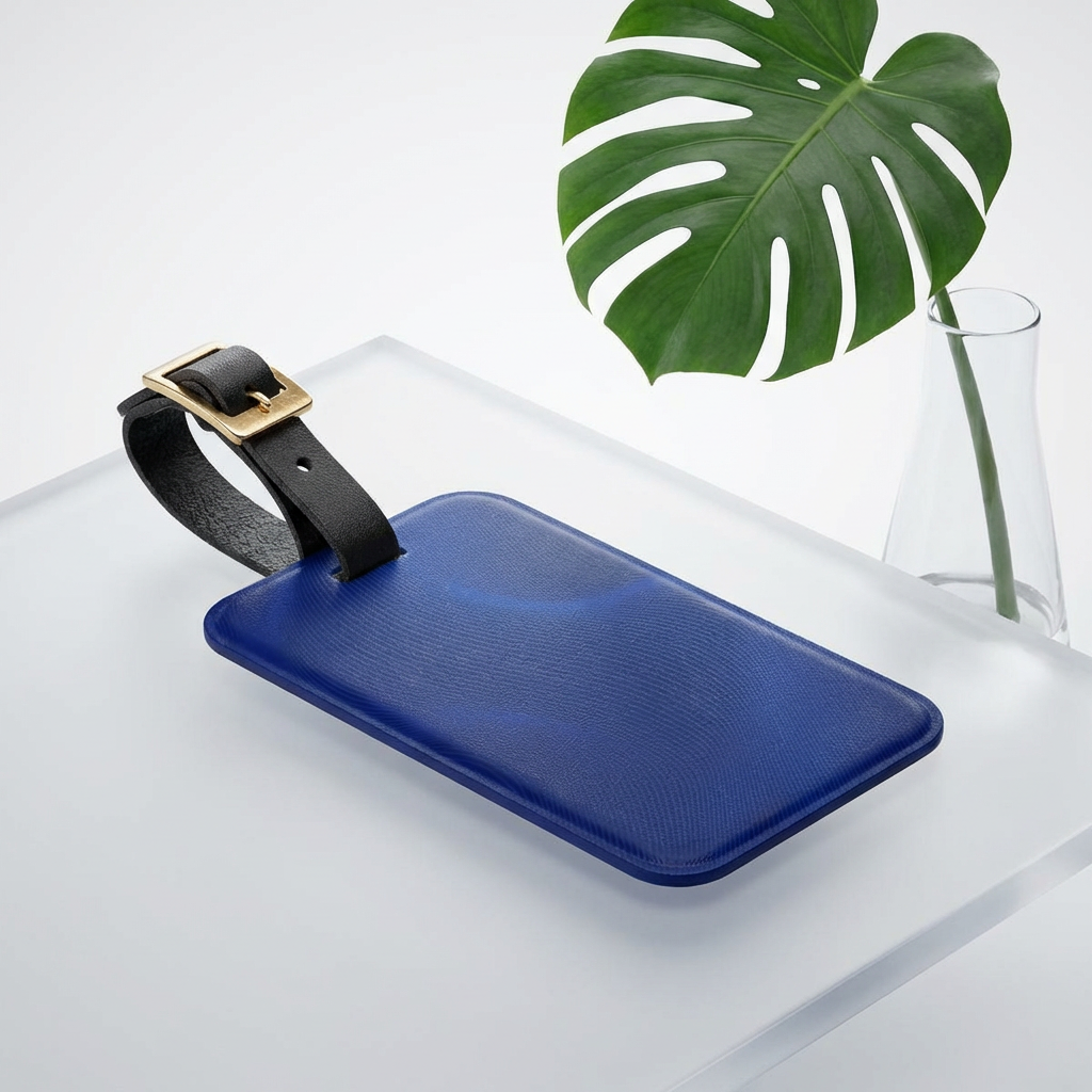 Navy Blue Marble Luggage Tag