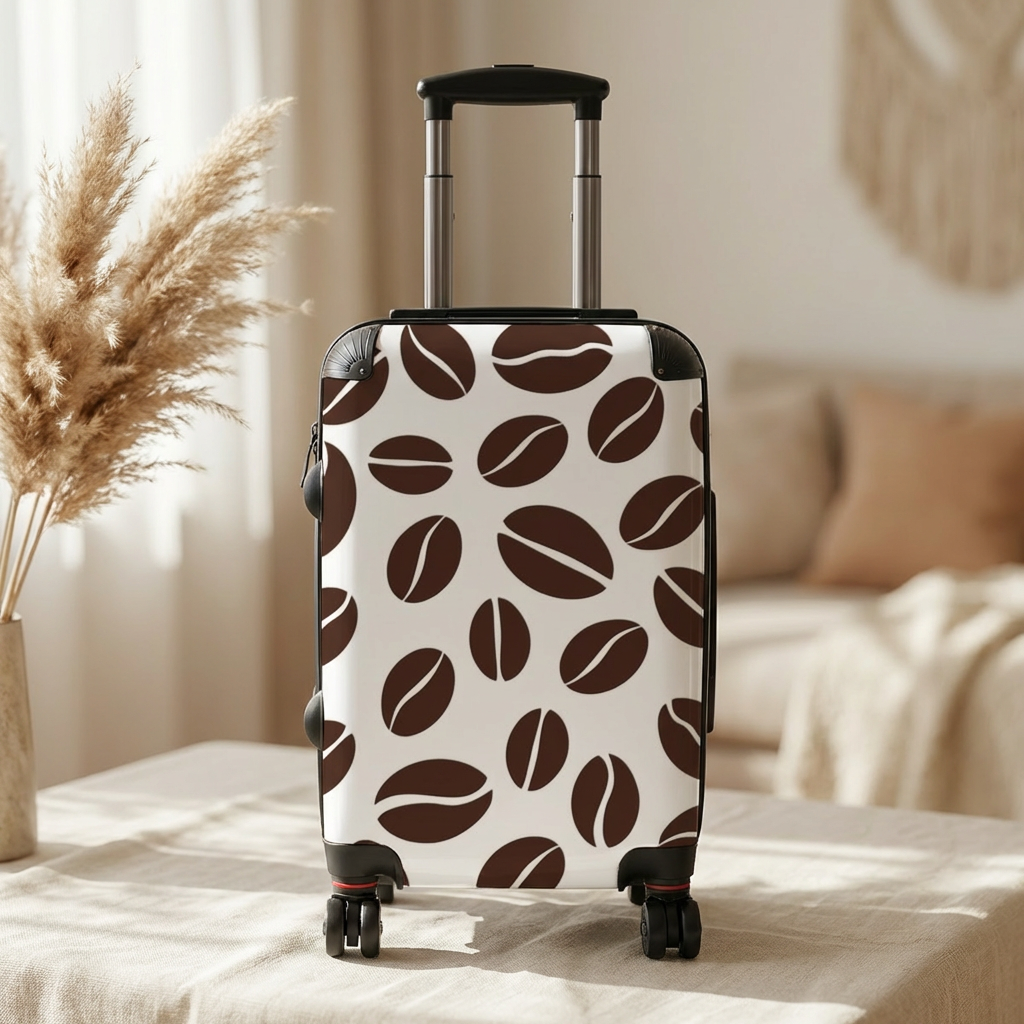 Coffee Bean Pattern Suitcase | Travel Luggage Cover