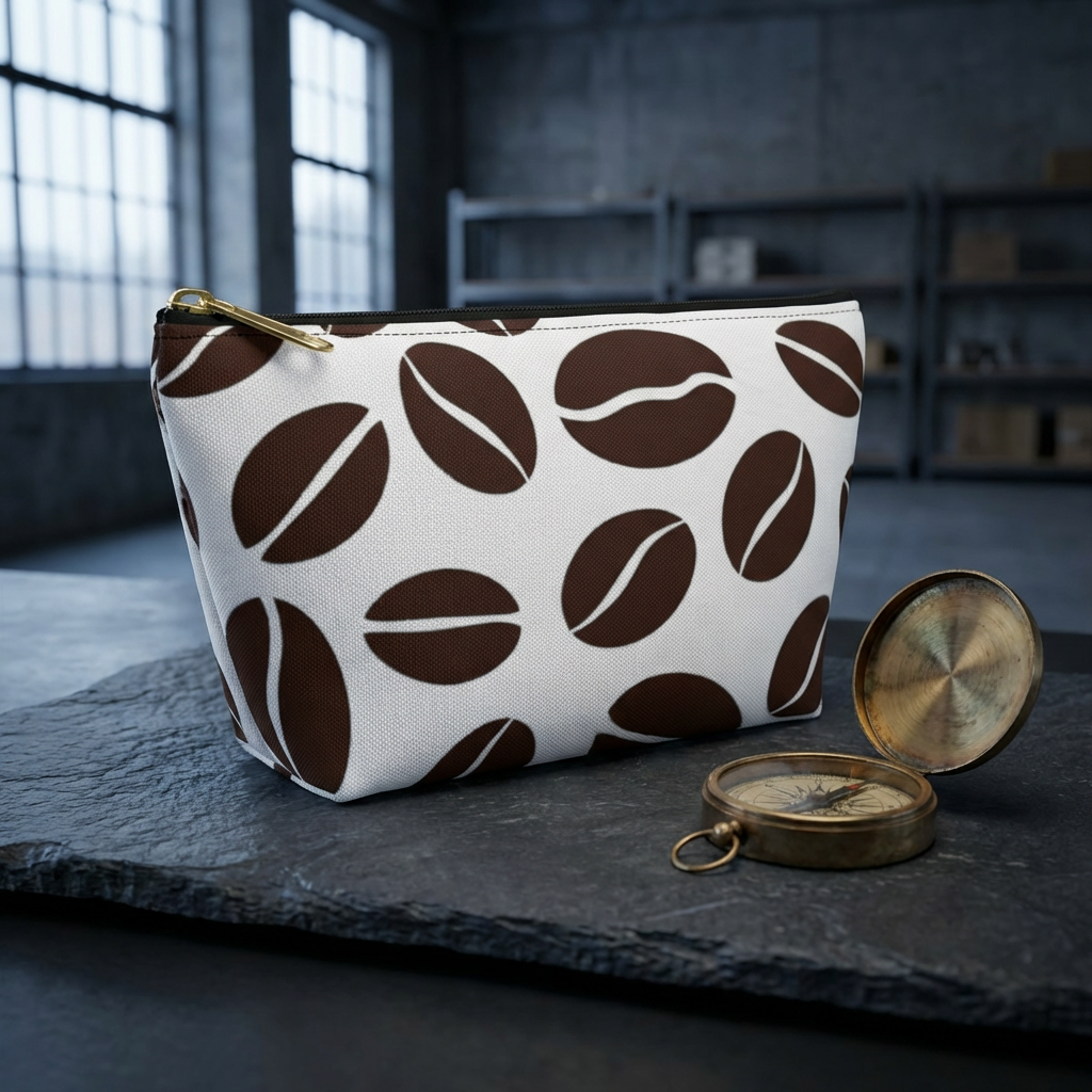 Coffee Bean Pattern Accessory Pouch | T-Bottom
