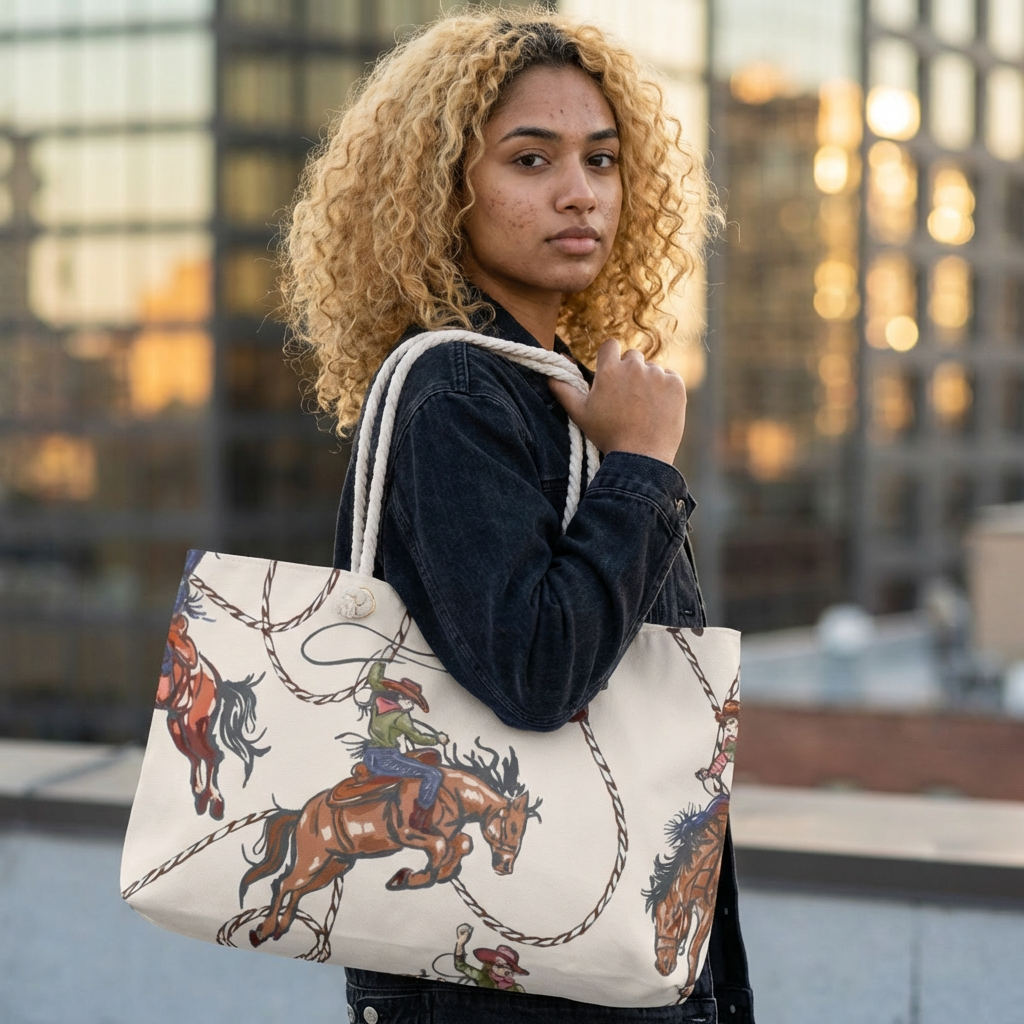 Cowboy Rodeo Rope Pattern Weekender Bag | Western Travel Tote