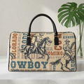 Cowboy Rodeo Pattern Faux Leather Travel Bag | Western Horse Print Duffle