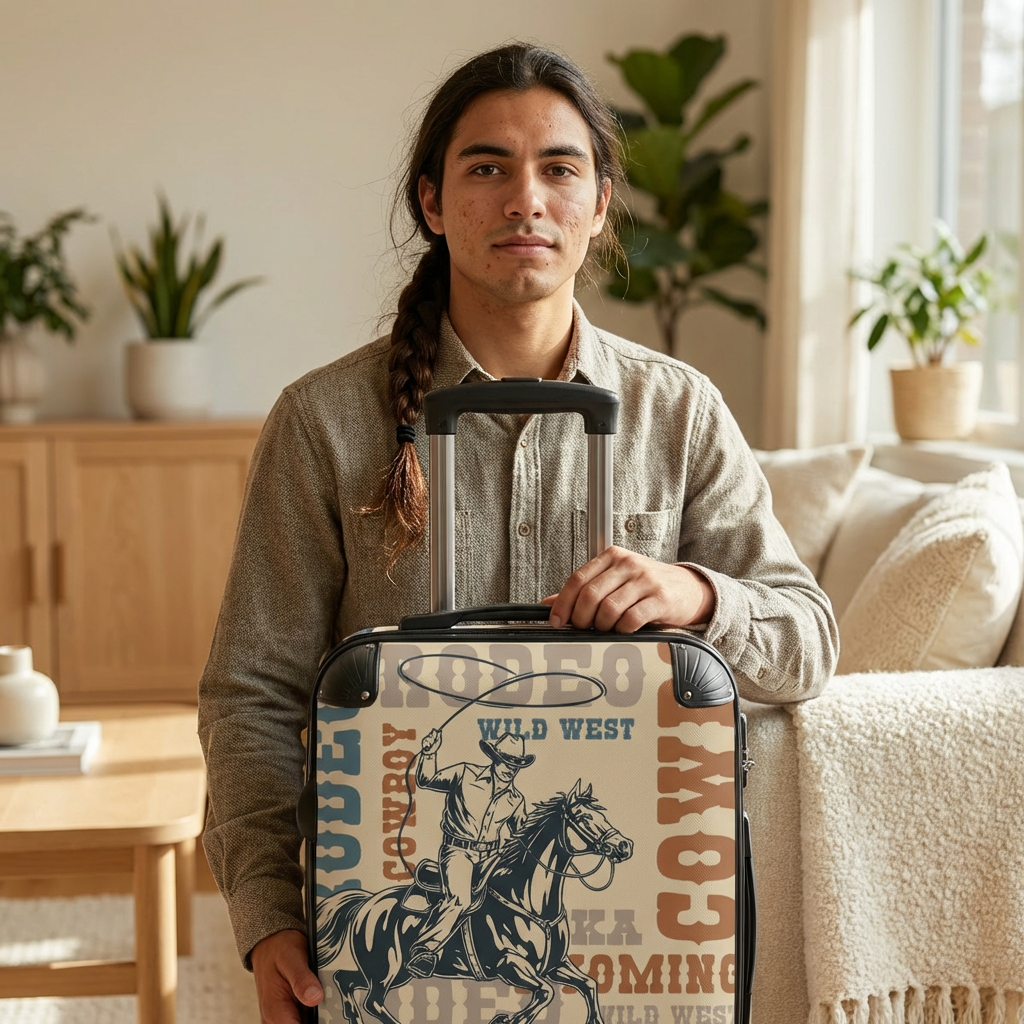 Cowboy Rodeo Print Suitcase | Wild West Travel Luggage