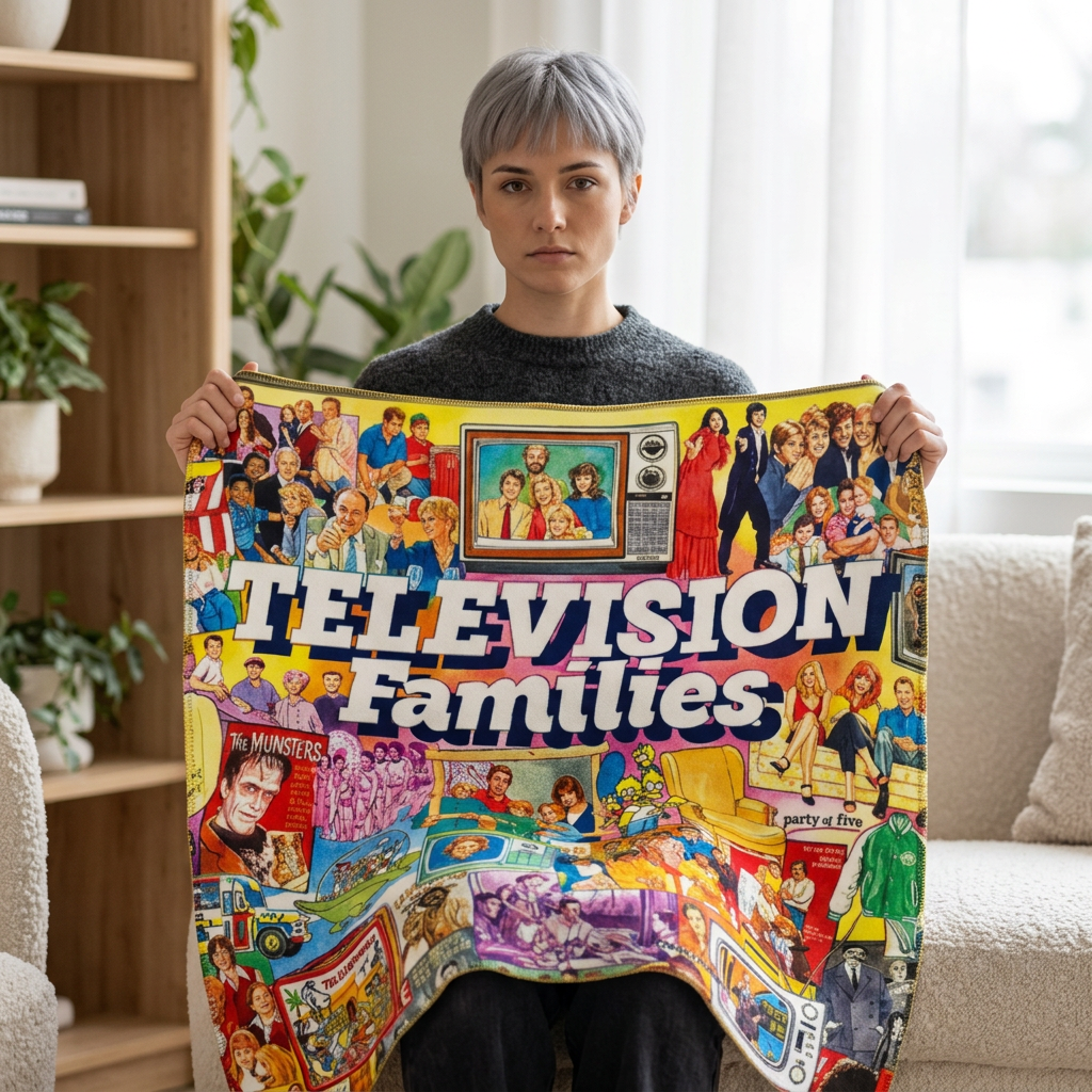 Television Families collage Sherpa Blanket | TV Shows nostalgia throw