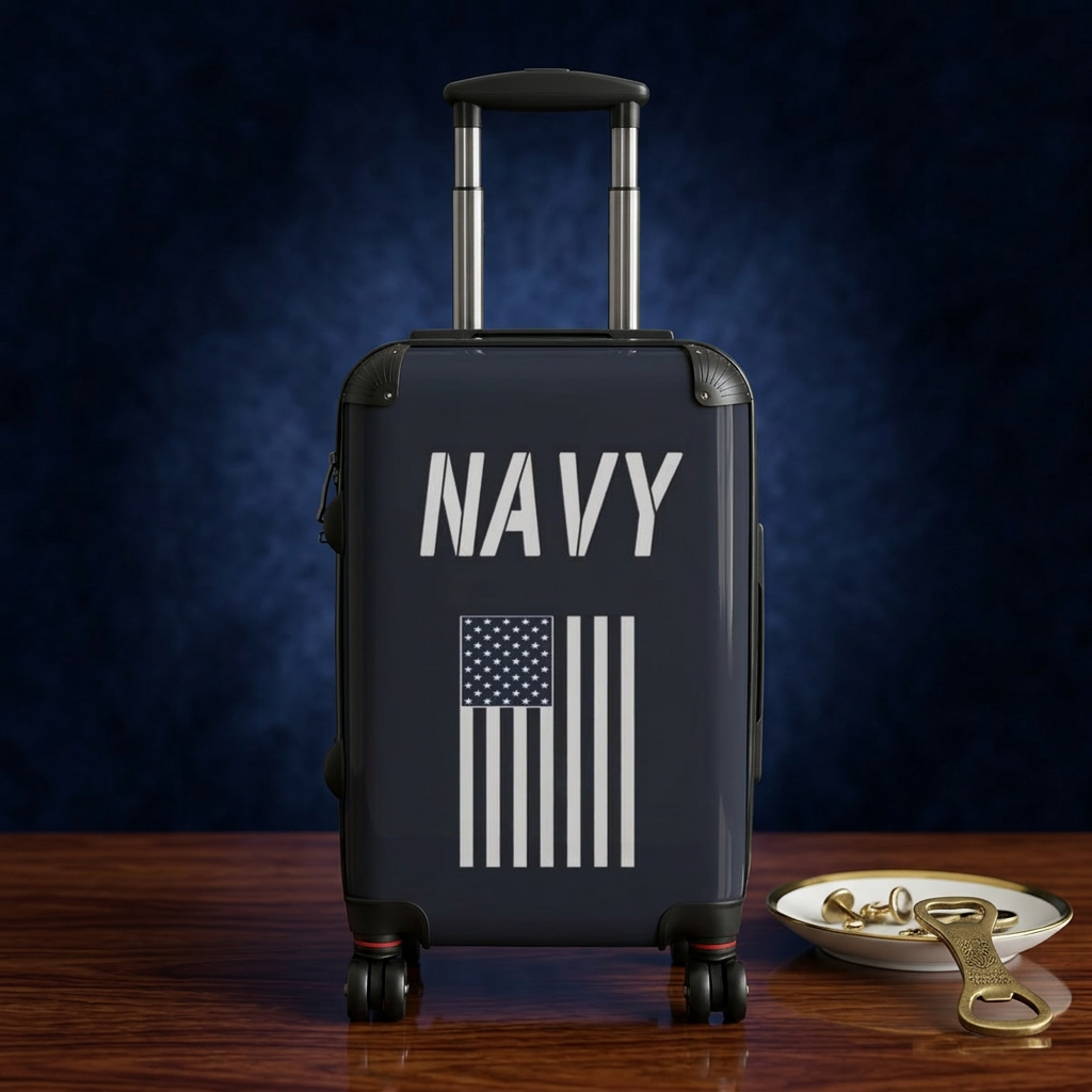 Navy American Flag Suitcase | Patriotic Travel Luggage