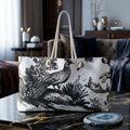 Vintage Black and White Bird Illustration Weekender Bag | Toile Nature Print
