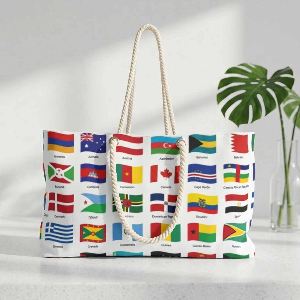 World Flags Weekender Bag | International Flag Pattern Tote