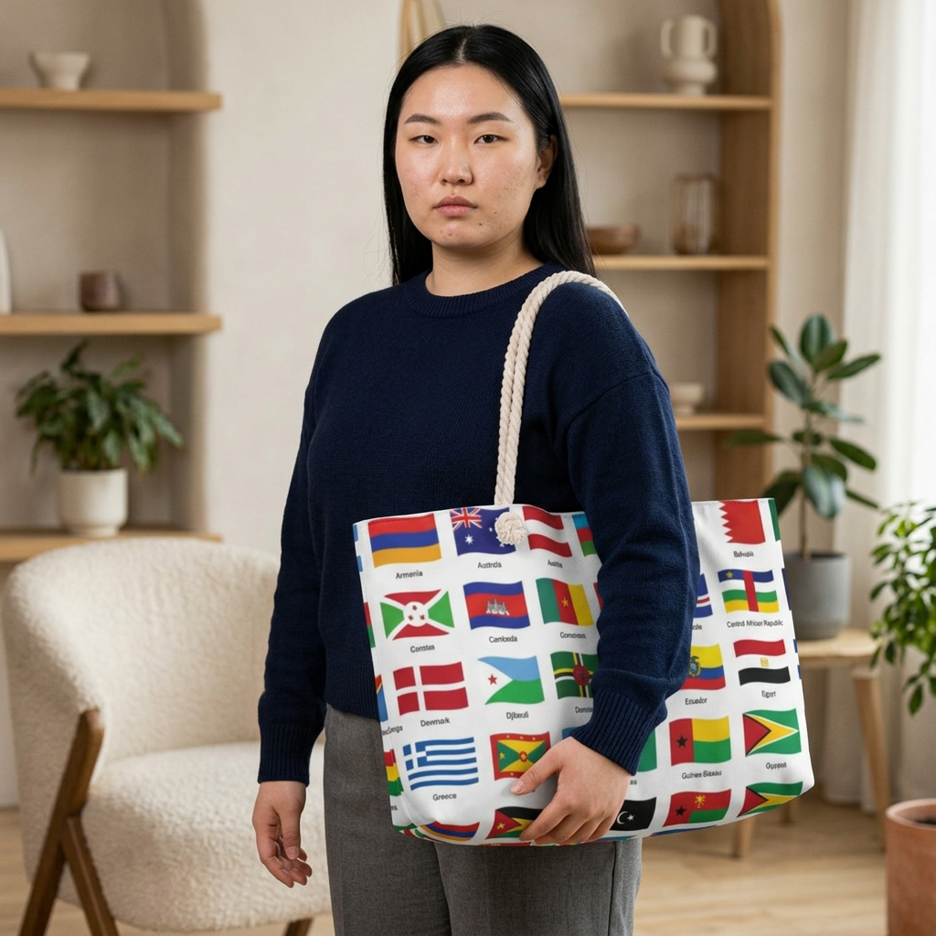 World Flags Weekender Bag | International Flag Pattern Tote
