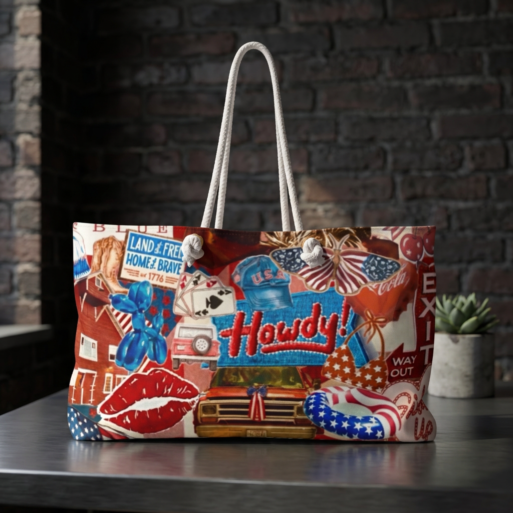 Patriotic Weekender Bag – Americana “Howdy” Travel Tote