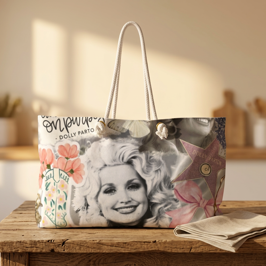 Vintage Collage Weekender Bag — Retro Pop Icon Travel Tote