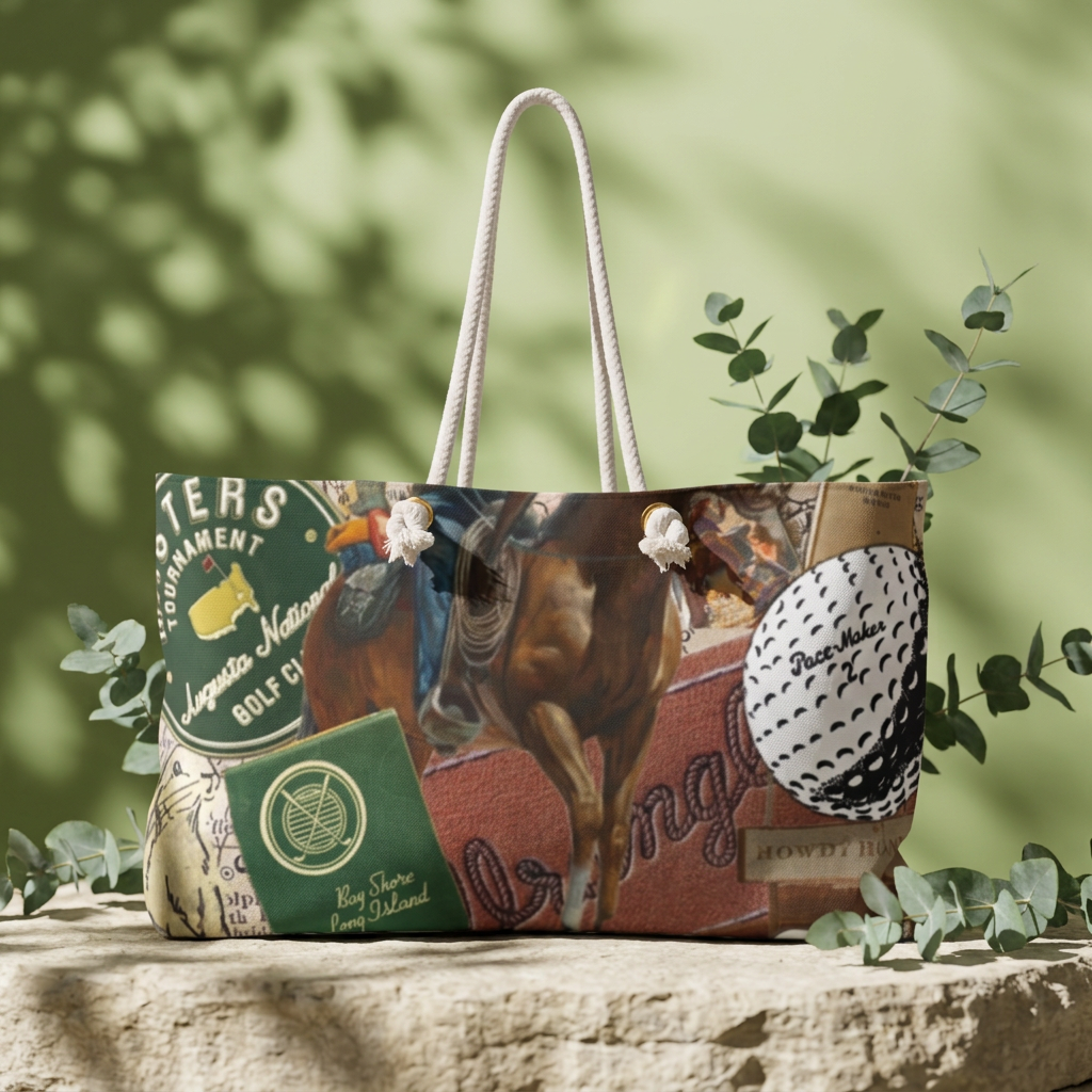 Vintage Golf Collage Weekender Bag | Retro Sports Travel Tote